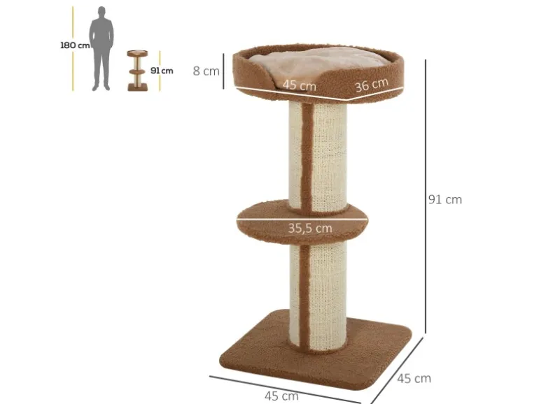 PawHut Katzenbaum mit Plattform 45 x 45 x 91 cm
