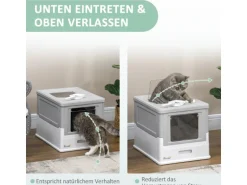 PawHut Katzenklo mit Bodenschale