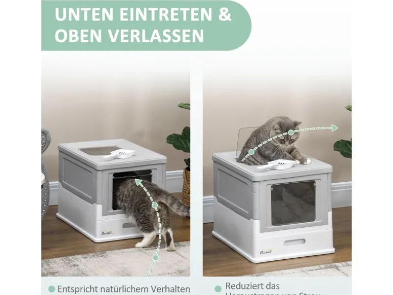 PawHut Katzenklo mit Bodenschale