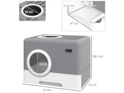 PawHut Katzentoilette mit Deckel 2 Ausgänge