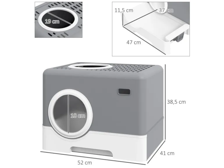 PawHut Katzentoilette mit Deckel 2 Ausgänge