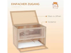 PawHut Käfig Nagerkäfig Kleintierkäfig Tanne Naturholz 60L x 35B x 42H cm
