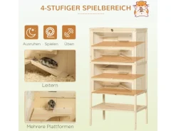 PawHut Kleintierkäfig 5 Etagen mit Gitterdach