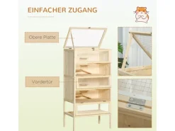 PawHut Kleintierkäfig 5 Etagen mit Gitterdach