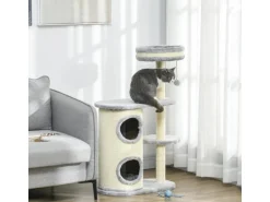 PawHut Kratzbaum 100 cm mit Kratztonne Sisalsäule und Kissen