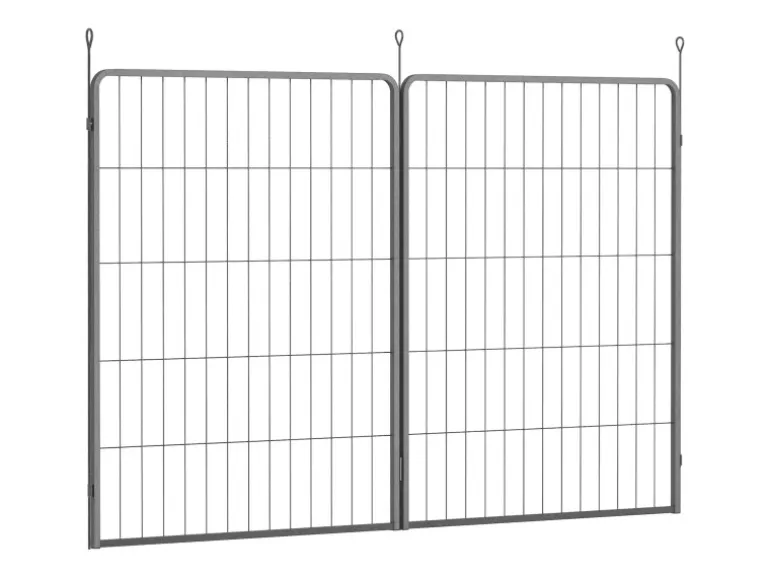 PawHut Pet Playpen Welpenzaun aus Stahl Schwarz 80L x 1,5B x 100H cm