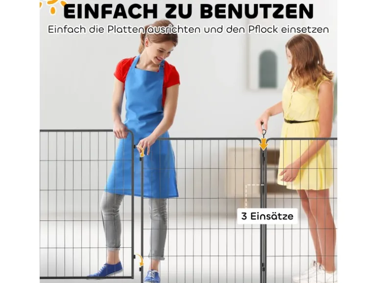 PawHut Pet Playpen Welpenzaun aus Stahl Schwarz 80L x 1,5B x 100H cm