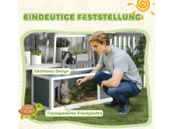 PawHut Schildkrötenhaus Tannenholz Pmma Grau 120L x 50B x 40H cm