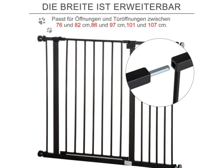 PawHut Türschutzgitter Klemmbefestigung 76-107 x 76 cm