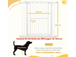 PawHut Türschutzgitter Stahl Kunststoff Weiß 76-104B x 94H cm