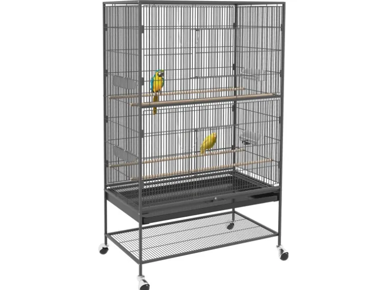 PawHut Vogelkäfig mit Sitzstangen Ablage Bodenwanne