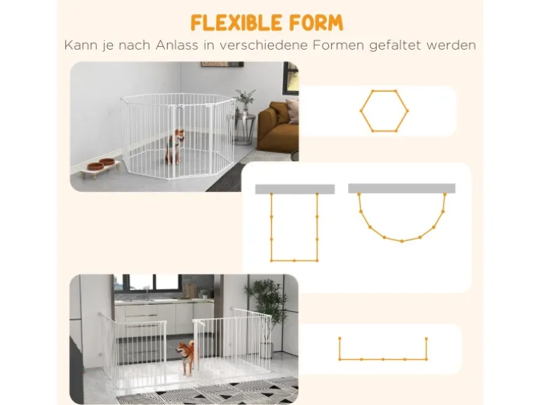 PawHut Welpenauslauf Klappbar 90 cm Hoch mit 8 Platten Tür