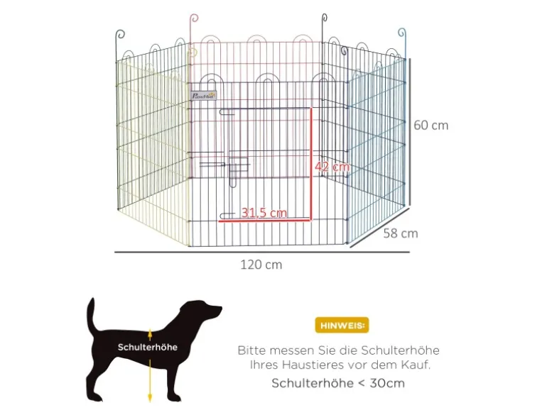 PawHut Welpenlaufstall 6 Stücke 60 cm DIY Laufstall mit Tür