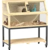 PawHut Zwerghamsterkäfig Tannenholz Stahl Naturholz 87L x 43B x 101H cm