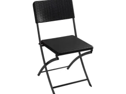 Perel Klappstuhl Polyrattan-Optik Schwarz