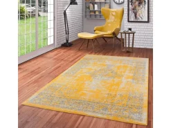 Pergamon Designer Teppich Passion Vintage Bordüre Safran Gelb 140x200cm