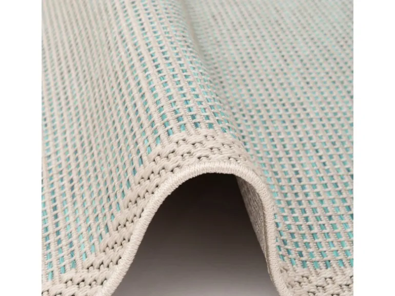Pergamon In & Outdoor Teppich Flachgewebe Ottawa Bordüre Türkis 160x230cm
