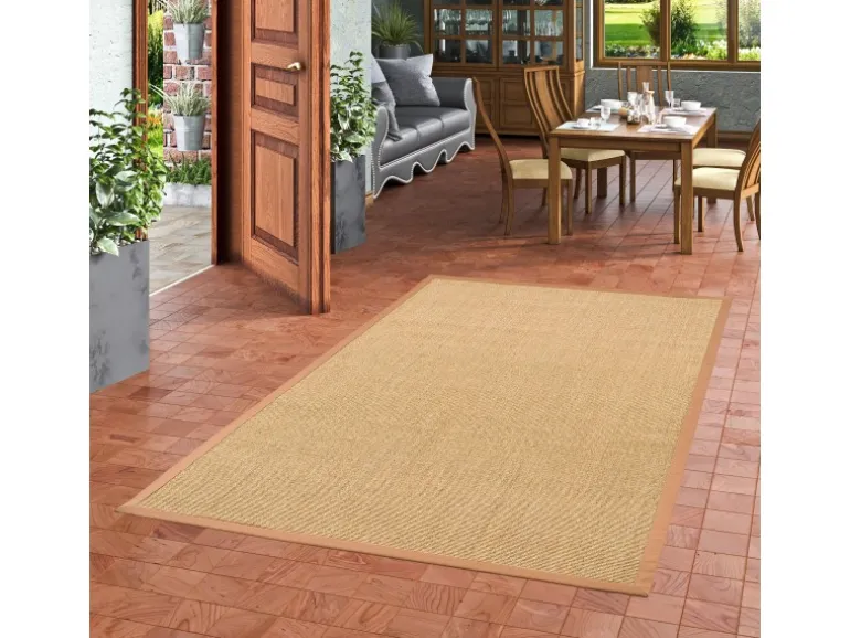 Pergamon Sisalteppich Natura Klassisch mit Bordüre Nuss 150x150cm