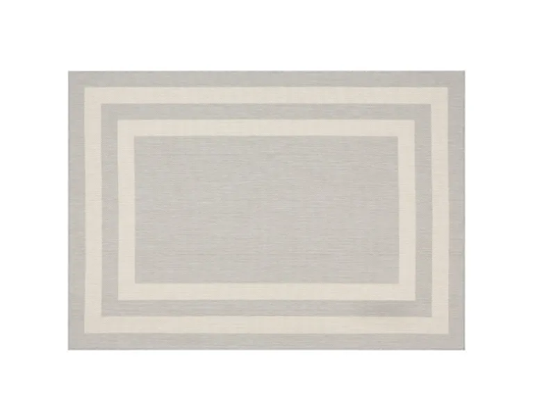 Peyer Syntex Teppich Terrace Bordüre Pflegeleicht Farbe Grau 80 x 150 cm