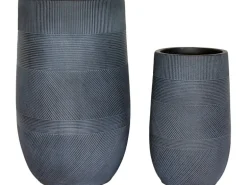 Pflanzgefäß Vase Ø 34 cm x 54 cm Dunkelgrau