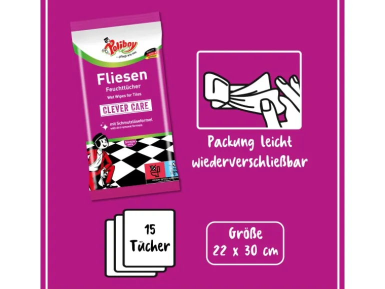Poliboy Fliesen Feuchttücher 15 Stück