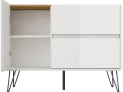 Posseik Sideboard Industrial S 2 Schubladen 1 Tür 100 cm Weiß Eiche Top