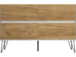 Posseik Sideboard Industrial E 4 Schubladen 120 cm Weiß Eiche Front