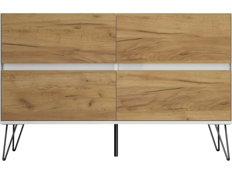 Posseik Sideboard Industrial E 4 Schubladen 120 cm Weiß Eiche Front