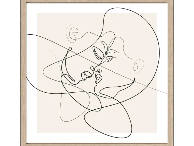 Pro Art Bild Framed Art Line Art Faces VI 50 cm x 50 cm