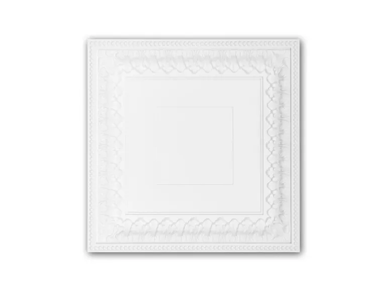 PROFHOME 157003 Deckenplatte Deckenelement Wandpaneel Stuckdekor, 60,0 cm x 60,0 cm x 7,0 cm Weiß