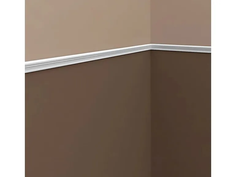 PROFHOME 651321 Wand- und Friesleiste Stuckleiste Zierleiste Stoßfest 2 m 200 cm x 0,8 cm x 1,9 cm Weiß