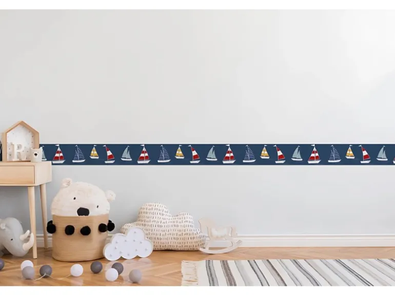 PROFHOME 403757-GU Grafik Tapete Kindertapete Matt Blau Rot Gelb 0,75 m2 0,15 m x 5,00 m 0,75 m2 Blau