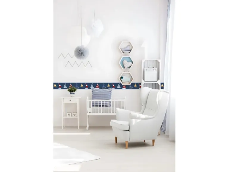 PROFHOME 403757-GU Grafik Tapete Kindertapete Matt Blau Rot Gelb 0,75 m2 0,15 m x 5,00 m 0,75 m2 Blau