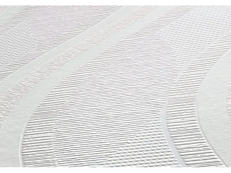 PROFHOME 260512-GU Streifen Tapete Geschwungene Linien Matt Weiß 0,53 m x 10,05 m 5,33 m2 Weiß