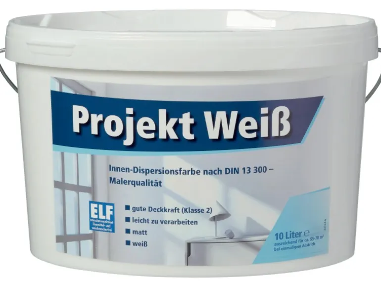 Projekt Weiß Wand- und Deckenfarbe für innen matt 10 l