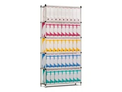 PROREGAL Aktenregal HxBxT 200 x 100 x 34 cm 6 Ebenen Spanplatten-Fachboden Fachlast 60 kg Bis Zu 66 Archivordnern mit Hebel Lichtblau-Lichtgrau
