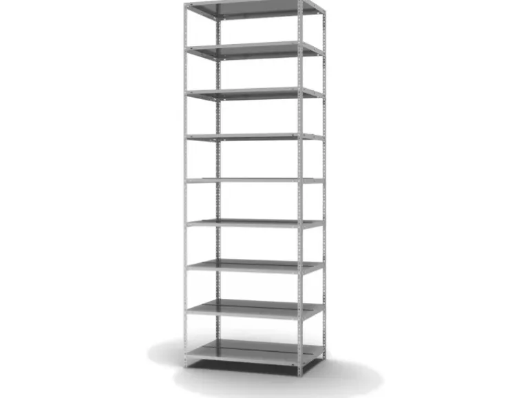 PROREGAL Aktenregal Schraubsystem Grundregal HxBxT 290 x 100 x 60 cm 9 Ebenen Fachlast 90 kg Mit Deckboden Beidseitig Nutzbar Verzinkt