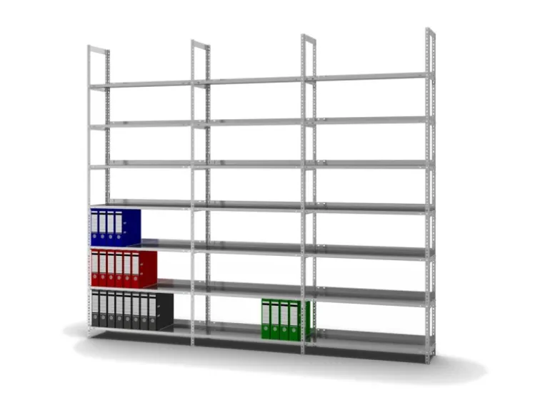 PROREGAL Aktenregal Schraubsystem Grundregal HxBxT 255 x 100 x 30 cm 7 Ebenen Fachlast 60 kg Ohne Deckboden Einseitig Nutzbar Verzinkt