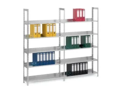 PROREGAL Aktenregal Schraubsystem Grundregal HxBxT 255 x 100 x 30 cm 7 Ebenen Fachlast 60 kg Ohne Deckboden Einseitig Nutzbar Verzinkt