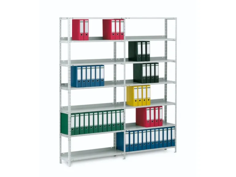 PROREGAL Aktenregal Schraubsystem Grundregal HxBxT 220 x 75 x 30 cm 7 Ebenen Fachlast 60 kg Mit Deckboden Einseitig Nutzbar Lichtgrau