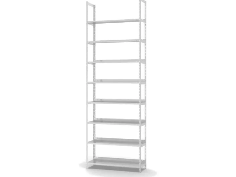 PROREGAL Aktenregal Schraubsystem Grundregal HxBxT 290 x 100 x 30 cm 8 Ebenen Fachlast 60 kg Ohne Deckboden Einseitig Nutzbar Lichtgrau