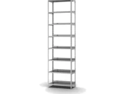 PROREGAL Aktenregal Schraubsystem Grundregal HxBxT 255 x 75 x 30 cm 8 Ebenen Fachlast 60 kg Mit Deckboden Einseitig Nutzbar Verzinkt