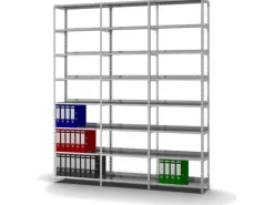 PROREGAL Aktenregal Schraubsystem Grundregal HxBxT 255 x 75 x 30 cm 8 Ebenen Fachlast 60 kg Mit Deckboden Einseitig Nutzbar Verzinkt