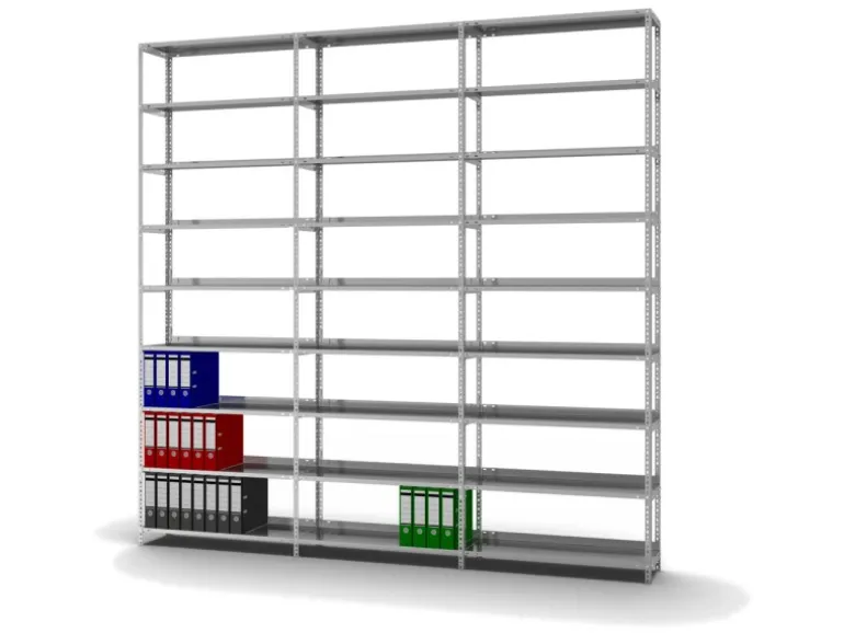 PROREGAL Aktenregal Schraubsystem Grundregal HxBxT 290 x 100 x 30 cm 9 Ebenen Fachlast 60 kg Mit Deckboden Einseitig Nutzbar Verzinkt