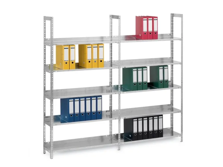 PROREGAL Aktenregal Schraubsystem Grundregal HxBxT 185 x 100 x 30 cm 5 Ebenen Fachlast 60 kg Ohne Deckboden Einseitig Nutzbar Verzinkt