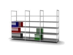 PROREGAL Aktenregal Schraubsystem Grundregal HxBxT 185 x 100 x 60 cm 5 Ebenen Fachlast 90 kg Ohne Deckboden Beidseitig Nutzbar Verzinkt