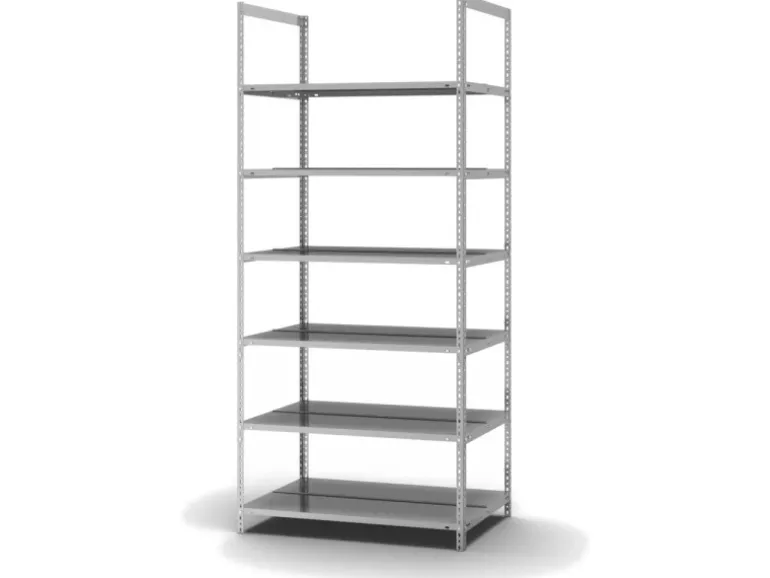 PROREGAL Aktenregal Schraubsystem Grundregal HxBxT 220 x 100 x 60 cm 6 Ebenen Fachlast 90 kg Ohne Deckboden Beidseitig Nutzbar Verzinkt