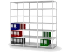 PROREGAL Aktenregal Schraubsystem Grundregal HxBxT 220 x 75 x 60 cm 7 Ebenen Fachlast 90 kg Mit Deckboden Beidseitig Nutzbar Lichtgrau