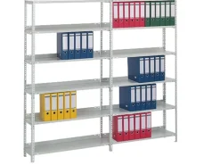 PROREGAL Aktenregal Schraubsystem Grundregal HxBxT 255 x 100 x 30 cm 8 Ebenen Fachlast 60 kg Mit Deckboden Einseitig Nutzbar Verzinkt