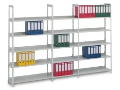 PROREGAL Aktenregal Schraubsystem Grundregal HxBxT 220 x 100 x 30 cm 6 Ebenen Fachlast 60 kg Ohne Deckboden Einseitig Nutzbar Lichtgrau